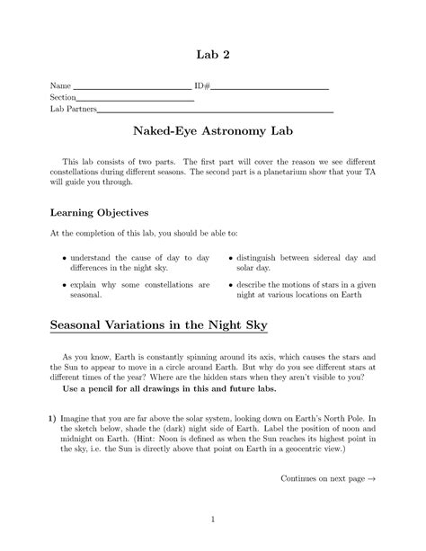 Astro 3 Lab2 Problems From Lab Lab 2 Name ID Section Lab Partners