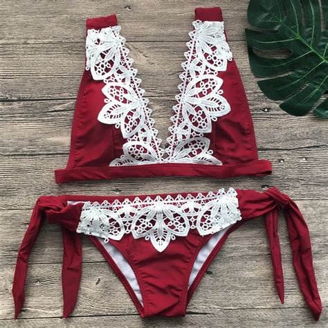 Fbs 2018 Sexy Lace Swimwear Women Low Waist Swimming Suit Popular