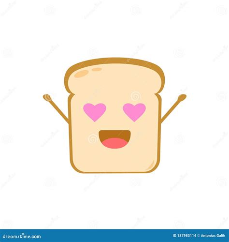 Funny Cute Bread Character Vector Flat Bread Character Falling In Love