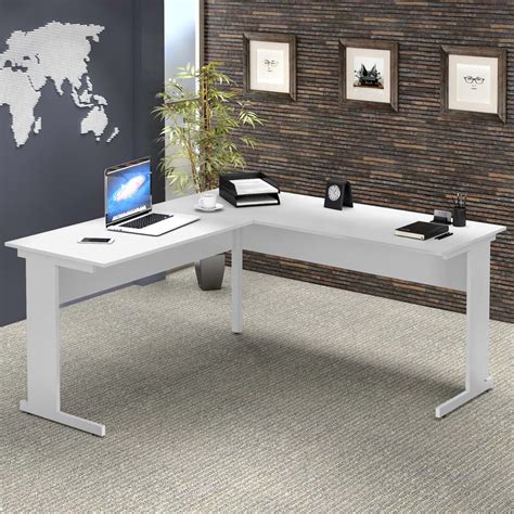 Mesa para Escritório em L 135cm Pés Metálicos Web15 G04 Cinza