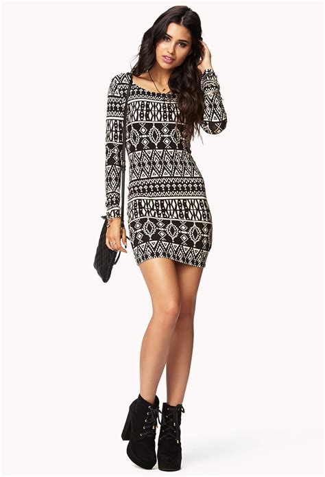 Lyst Forever 21 Tribal Print Bodycon Dress In Brown