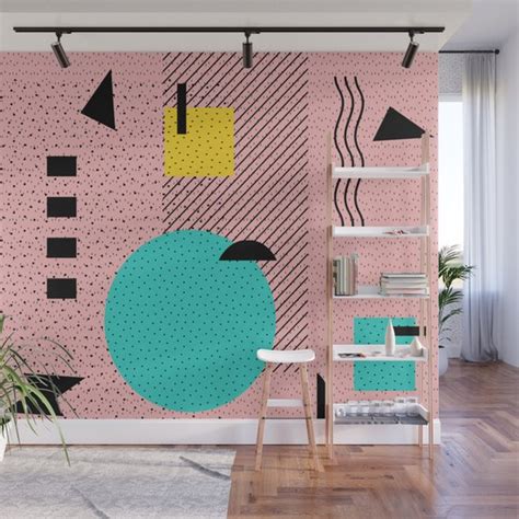 Hello Memphis Peach Berry Wall Mural By Silverpegasus Society6