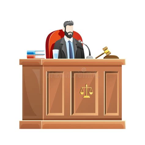 Juez Sentado Detr S Del Tribunal En El Tribunal Ilustraci N Del Vector