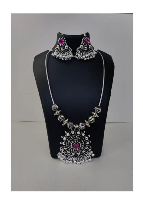 Oxidized Silver Necklace Set at Rs 130 set चद क नकलस सट in