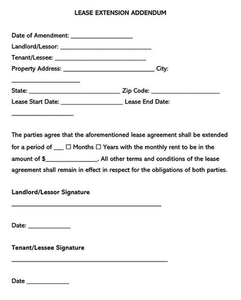 Rental Agreement Addendum Template