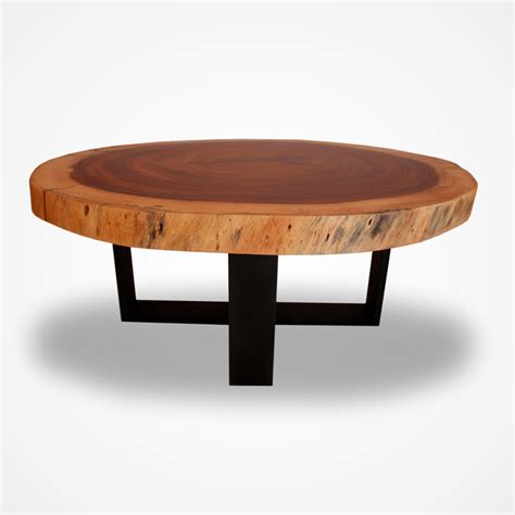 Round Solid Wood Table and Blackened Metal Base | Rotsen Furniture