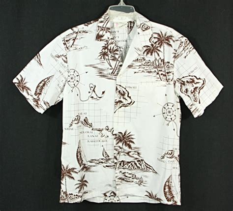 Vintage Royal Creations Mens Tropical Map Hawaiian Al… Gem