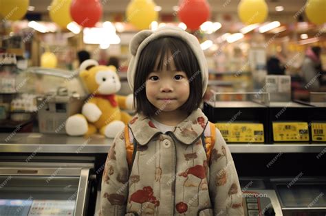 Premium Ai Image Happy Girl In Cashier Costume With Generative Ai