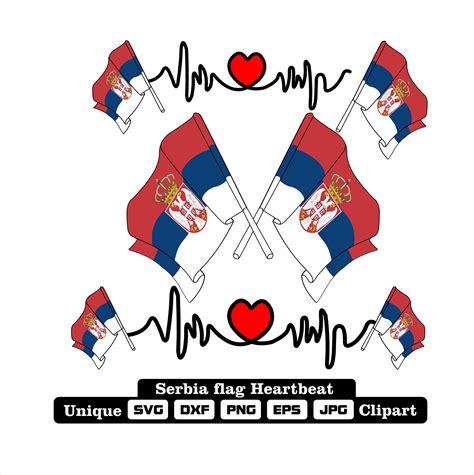 Flag and Cardio of Serbia in Dxf, Svg, Png, Eps and Jpg Files Unique ...