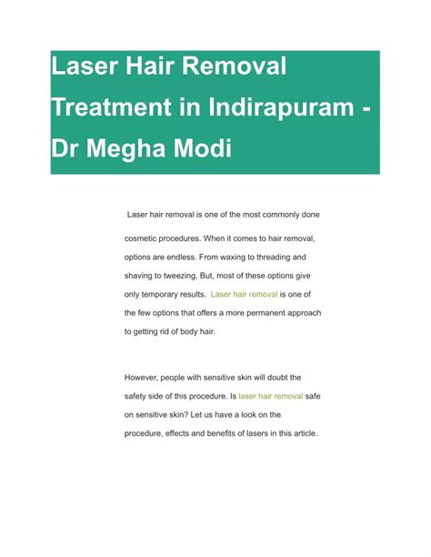 Ppt Laser Hair Removal Treatment In Indirapuram Dr Megha Modi