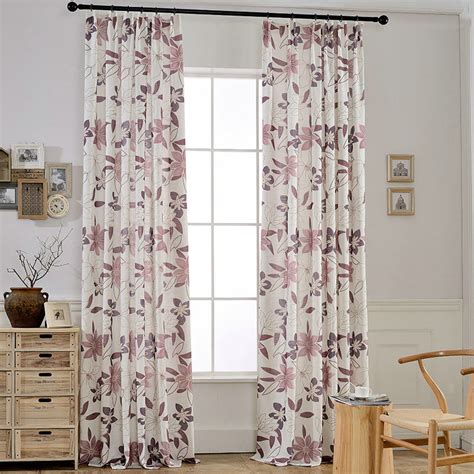 Modern Simple Curtain Fresh Flower Printed Curtain Bedroom Fabric(One ...