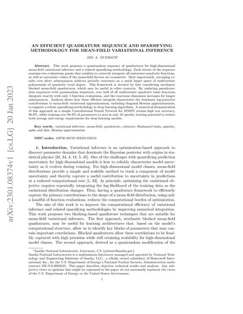 An Efficient Quadrature Sequence And Sparsifying Methodology For Mean