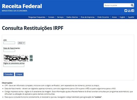 Receita Federal libera consulta ao 1º lote de restituição do IR 2022