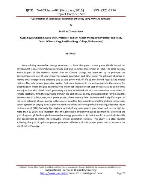 (PDF) "Optimization of solar power generation efficiency using MINITAB ...