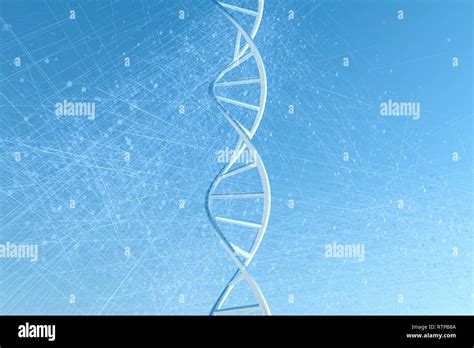 D Rendering Dna With Blue Background Stock Photo Alamy