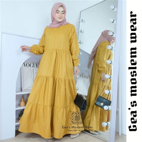 Jual Gamis Polos Katun Toyobo Premium Susun Tiga Canda Busui Big Size