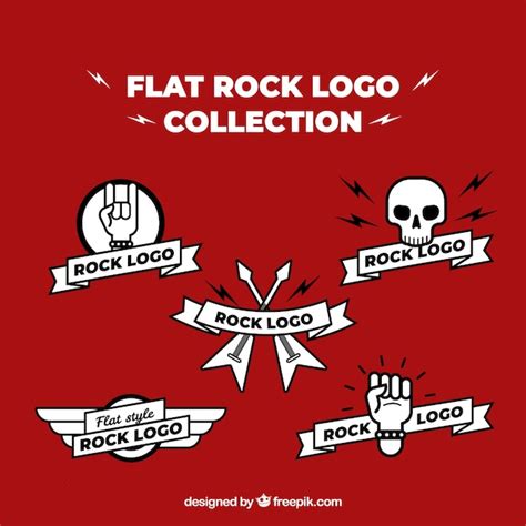 Colección de logos de rock en estilo plano Vector Gratis