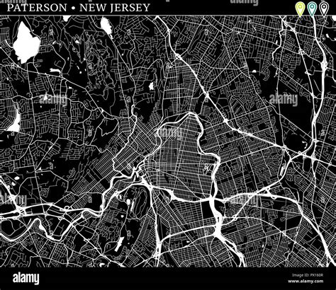 Simple Map Of Paterson New Jersey Usa Black And White Version For