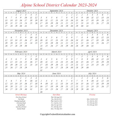 Alpine School District Calendar 2023-2024 School District Calendars