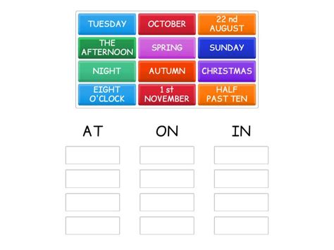 PREPOSITIONS OF TIME Group Sort