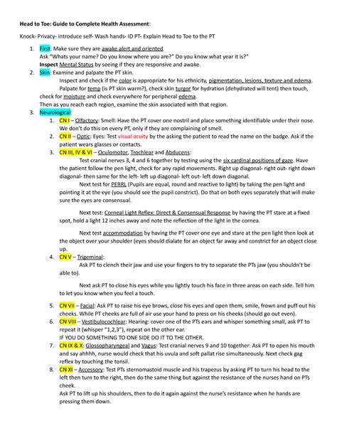 Head to Toe - Head to Toe instructions for a comprehensive exam - Head ...