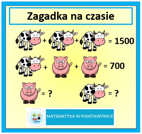 Przerywniki lekcji zagadki logiczne MATEMATYKA W PODSTAWÓWCE