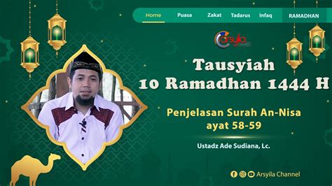 Penjelasan Surah An Nisa Ayat 58 59 Ustadz Ade Sudiana Lc Youtube