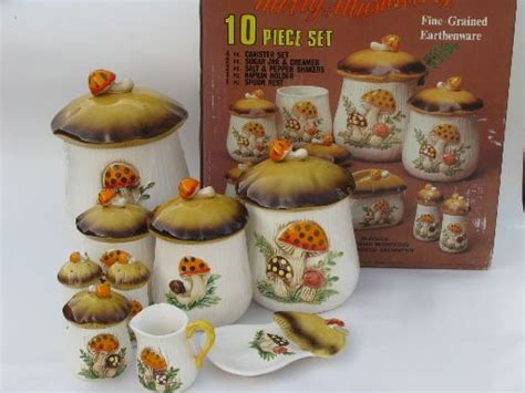 Retro 70s Merry Mushrooms Canister And Kitchen Ware Set Vintage Sears