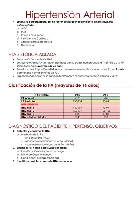 SOLUTION Hipertensión Arterial Studypool