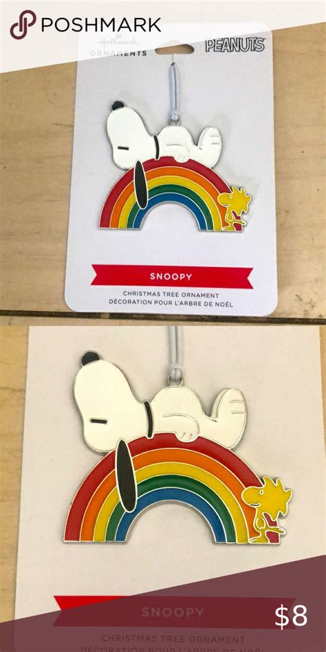 Hallmark Snoopy On Top Of A Rainbow With Woodstock Metal Ornament