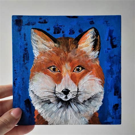 Fox original painting, Animal art wall decor, Fox portrait i - Inspire ...