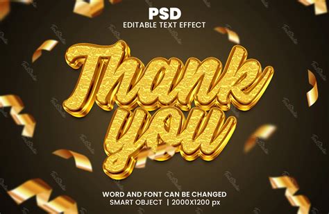 Thank You 3d Text Effect Photoshop Premium Psd File