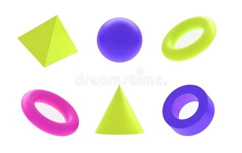 Set of Primitive Shapes. 3d Render White Geometric Shapes Isolated on ...