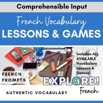 French Vocabulary EDITABLE Lessons & Games Bundle (w/French student prompts)