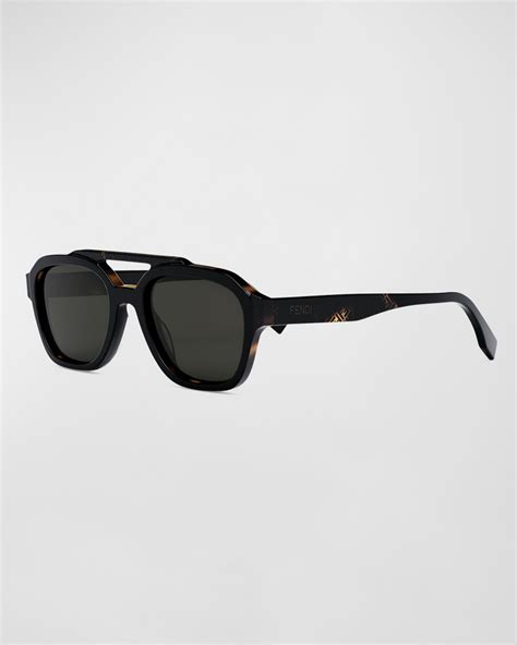 Fendi Mens Monogram Acetate Double Bridge Sunglasses Neiman Marcus