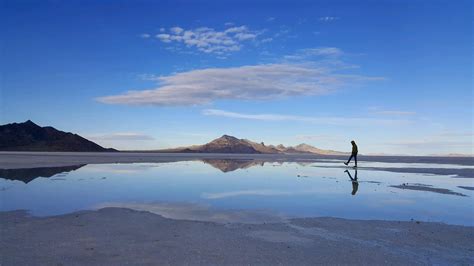 The Bonneville salt flats, in Utah, after some rain provides some great ...