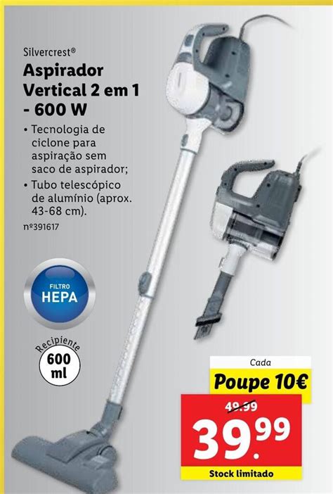 Promoção Silvercrest Aspirador Vertical 2 em 1 600W em Lidl