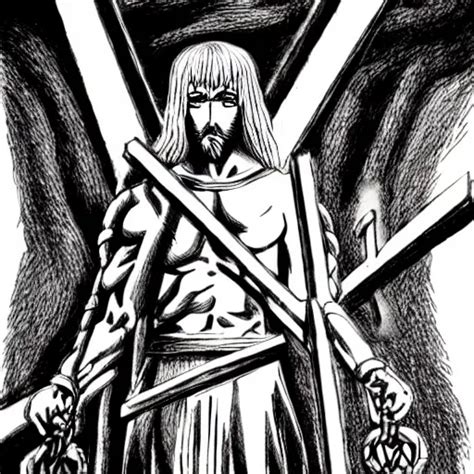 Jesus Hanging On The Cross In The Style Of Berserk By Stable Diffusion