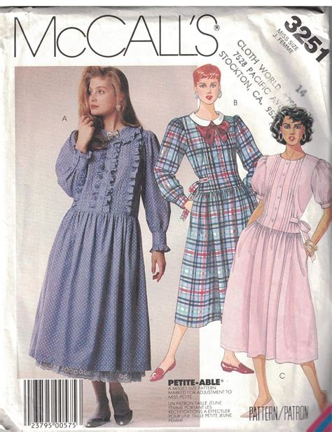 Vintage Mccalls Misses Sewing Pattern For Drop Waist Gathered