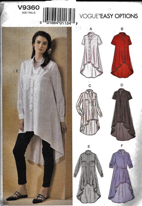 Vogue V Easy Shirt And Belt Sewing Pattern Uncut Size Etsy