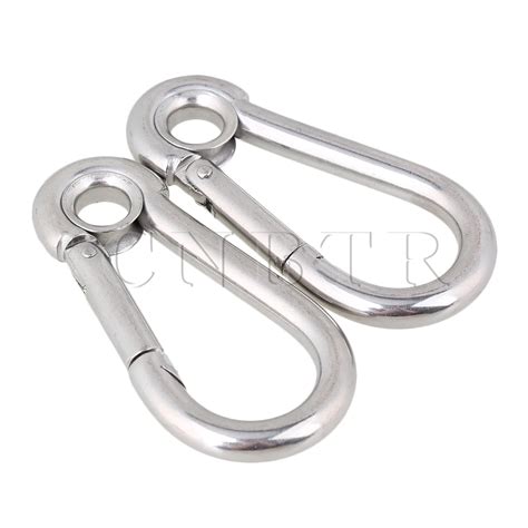 Cnbtr M Stainless Steel Spring Snap Hook Carabiner Eyelet Silver