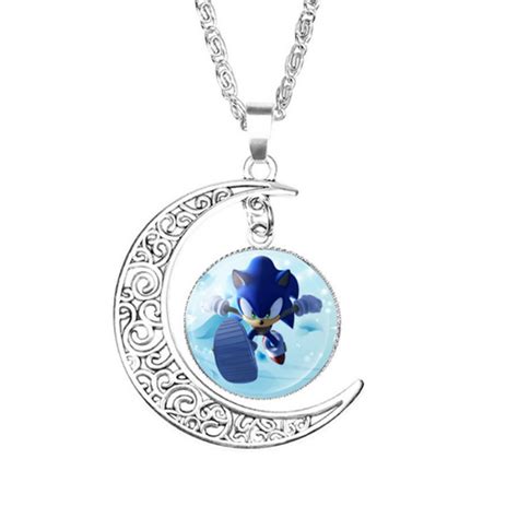 1 Sonic The Hedgehog Moon Crescent Glass Cabochon Pendant Necklace 1