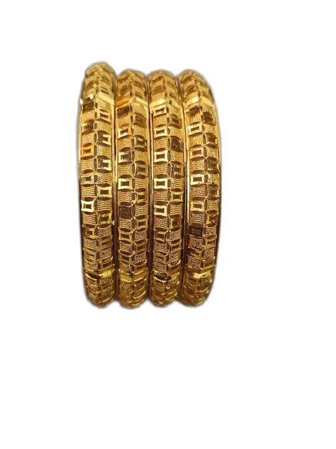 Golden Party Wear Designer Polished Brass Bangle Size 2 2 Inch At Rs