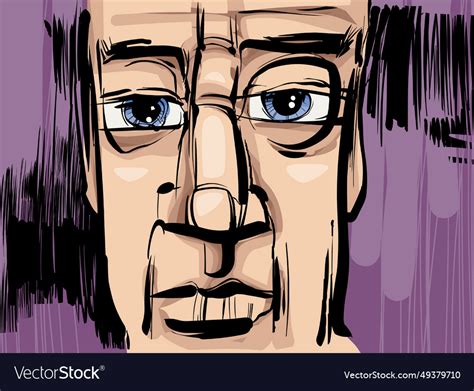 Man face artistic drawing Royalty Free Vector Image