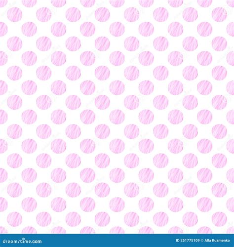 Abstract Fashion Polka Dots Background White Seamless Pattern With Pink Textured Circles Stock