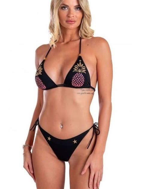 Bikini Tulle Ananas Nero Pin Up InFashionStore