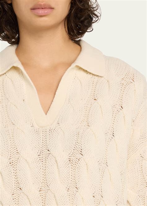 Theory Karenia Wool Cashmere Collared Cable Knit Sweater Bergdorf Goodman