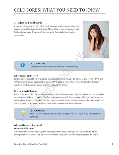 Pdf Ol Sor S What You N To Know What Causes Cold Sores Cold Sores