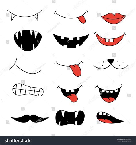 Face Mask Design Set Funny Mouth Stock Vector (Royalty Free) 1889594602 ...