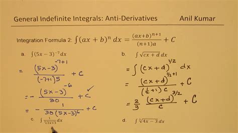 Anti Derivative Integration Power Rule 2 Examples Youtube